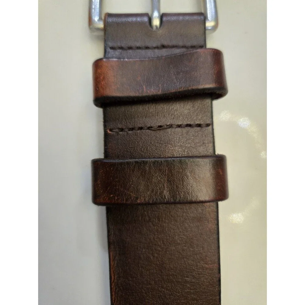 Polo Ralph Lauren Genuine Leather Belt Mens 36 Brown Silver Tone Buckle Pony